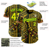 Custom Black Light Yellow Gold Grass Green-Red 3D Pattern Design Black History Month Africa Tribal Authentic Baseball Jersey