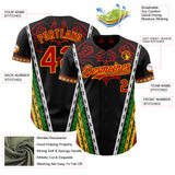 Custom Black Red Gold-Green 3D Pattern Design Black History Month Africa Tribal Authentic Baseball Jersey