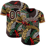 Custom Brown Green Red Yellow-White 3D Pattern Design Black History Month Africa Tribal Authentic Baseball Jersey