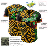 Custom Black Grass Green Gold Red-White 3D Pattern Design Black History Month Africa Tribal Authentic Baseball Jersey