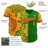 Custom Grass Green Gold Red-Black 3D Pattern Design Black History Month Africa Tribal Authentic Baseball Jersey
