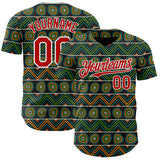 Custom Black Red Green Yellow-White 3D Pattern Design Black History Month African Ethnicity Style Authentic Baseball Jersey