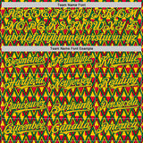 Custom Red Gold Kelly Green-Black 3D Pattern Design Black History Month Abstract Geometric Authentic Baseball Jersey