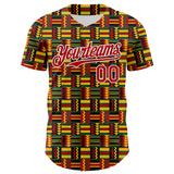 Custom Black Red Yellow Green-White 3D Pattern Design Black History Month African Ethnicity Style Abstract Geometric Authentic Baseball Jersey
