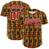 Custom Black Red Yellow Green-White 3D Pattern Design Black History Month African Ethnicity Style Abstract Geometric Authentic Baseball Jersey