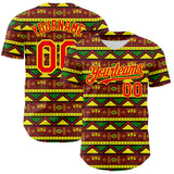 Custom Green Fire Red Light Yellow-Black 3D Pattern Design Black History Month African Ethnicity Style Abstract Geometric Authentic Baseball Jersey