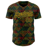 Custom Black Red Green-Yellow 3D Pattern Design Black History Month African Ethnicity Style Abstract Geometric Authentic Baseball Jersey