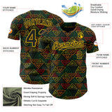 Custom Black Red Green-Yellow 3D Pattern Design Black History Month African Ethnicity Style Abstract Geometric Authentic Baseball Jersey