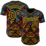 Custom Black Green Yellow Red-Blue 3D Pattern Design Black History Month African Ethnicity Style Abstract Geometric Authentic Baseball Jersey