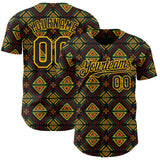 Custom Black Green Red-Gold 3D Pattern Design Black History Month African Ethnicity Style Abstract Geometric Authentic Baseball Jersey