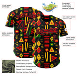 Custom Black Fire Red Green-Yellow 3D Pattern Design Black History Month African Ethnicity Style Abstract Geometric Authentic Baseball Jersey