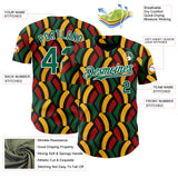 Custom Black Kelly Green Red Yellow-White 3D Pattern Design Black History Month African Ethnicity Style Abstract Geometric Authentic Baseball Jersey