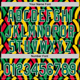 Custom Black Kelly Green Red Yellow-White 3D Pattern Design Black History Month African Ethnicity Style Abstract Geometric Authentic Baseball Jersey