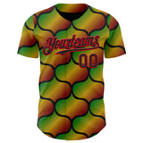 Custom Black Fire Red Green-Yellow 3D Pattern Design Black History Month Gradient African Ethnicity Style Authentic Baseball Jersey