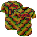 Custom Black Fire Red Green-Yellow 3D Pattern Design Black History Month Gradient African Ethnicity Style Authentic Baseball Jersey