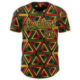 Custom Black Yellow Green-Red 3D Pattern Design Black History Month African Ethnicity Style Abstract Geometric Authentic Baseball Jersey