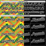 Custom Black Yellow Green Red-Orange 3D Pattern Design Black History Month African Ethnicity Style Abstract Geometric Authentic Baseball Jersey