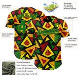 Custom Black Grass Green Red Light Yellow-Gold 3D Pattern Design Black History Month African Ethnicity Style Abstract Geometric Authentic Baseball Jersey