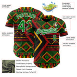 Custom Black Grass Green Red Yellow-White 3D Pattern Design Black History Month African Ethnicity Style Abstract Geometric Authentic Baseball Jersey