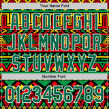 Custom Black Kelly Green Red Yellow-White 3D Pattern Design Black History Month African Ethnicity Style Abstract Geometric Authentic Baseball Jersey