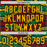 Custom Black Gold Red-Green 3D Pattern Design Black History Month African Ethnicity Style Abstract Geometric Authentic Baseball Jersey