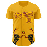 Custom Gold Crimson-Black 3D Pattern Design Black History Month Authentic Baseball Jersey
