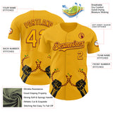 Custom Gold Crimson-Black 3D Pattern Design Black History Month Authentic Baseball Jersey