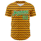 Custom Yellow Grass Green Red-White 3D Pattern Design Black History Month Abstract Geometric Authentic Baseball Jersey