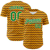 Custom Yellow Grass Green Red-White 3D Pattern Design Black History Month Abstract Geometric Authentic Baseball Jersey