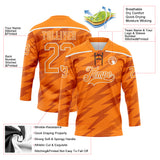Custom Bay Orange White 3D Pattern Lightning Hockey Lace Neck Jersey