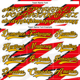 Custom Fire Red Gold Black-White 3D Pattern Lightning Hockey Lace Neck Jersey