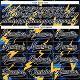 Custom Black Yellow Blue-White 3D Pattern Lightning Hockey Lace Neck Jersey