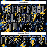 Custom Black Yellow Blue-White 3D Pattern Lightning Hockey Lace Neck Jersey