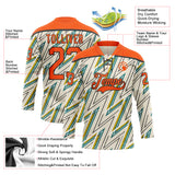 Custom Cream Orange Green Yellow-Black 3D Pattern Lightning Hockey Lace Neck Jersey