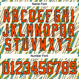 Custom Cream Orange Green Yellow-Black 3D Pattern Lightning Hockey Lace Neck Jersey