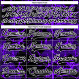 Custom Purple Black-White 3D Pattern Lightning Hockey Lace Neck Jersey