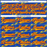 Custom Thunder Blue Gold-Red 3D Pattern Lightning Hockey Lace Neck Jersey