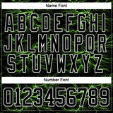 Custom Black Green-White 3D Pattern Lightning Hockey Lace Neck Jersey