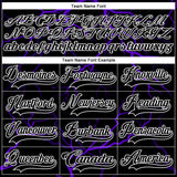 Custom Black Purple-White 3D Pattern Lightning Hockey Lace Neck Jersey