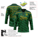 Custom Green Yellow 3D Pattern Lightning Hockey Lace Neck Jersey