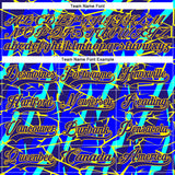 Custom Blue Dark Purple-Yellow 3D Pattern Lightning Hockey Lace Neck Jersey