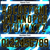 Custom Black Blue Yellow-White 3D Pattern Lightning Hockey Lace Neck Jersey