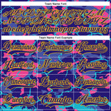 Custom Dark Purple Pink Blue-Yellow 3D Pattern Lightning Hockey Lace Neck Jersey