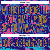 Custom Dark Purple Pink Blue-Yellow 3D Pattern Lightning Hockey Lace Neck Jersey