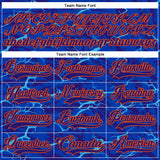 Custom Dark Purple Blue-Orange 3D Pattern Lightning Hockey Lace Neck Jersey