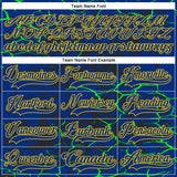 Custom Royal Green Black-Yellow 3D Pattern Lightning Hockey Lace Neck Jersey