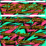 Custom Black Green Pink-Yellow 3D Pattern Lightning Hockey Lace Neck Jersey