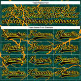 Custom Green Black Orange-Yellow 3D Pattern Lightning Hockey Lace Neck Jersey