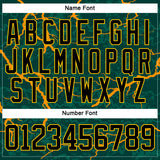 Custom Green Black Orange-Yellow 3D Pattern Lightning Hockey Lace Neck Jersey