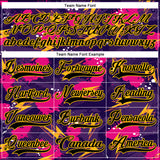 Custom Purple Black Pink-Yellow 3D Pattern Lightning Hockey Lace Neck Jersey